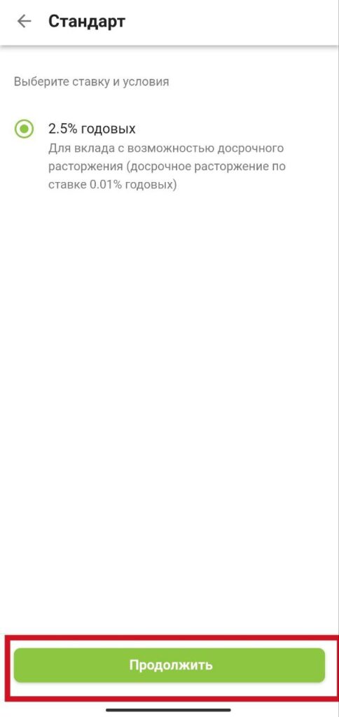 Шаг 5 открытие депозита