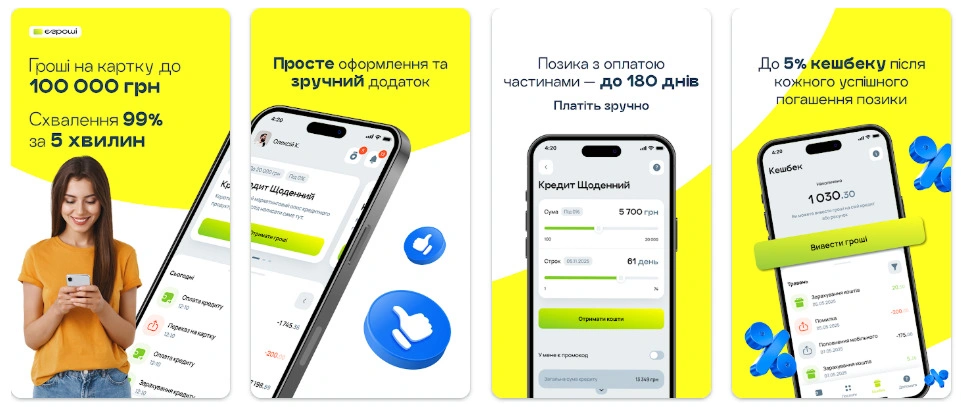 кредитное приложение E-groshi для Андроид и Айфон в Украине